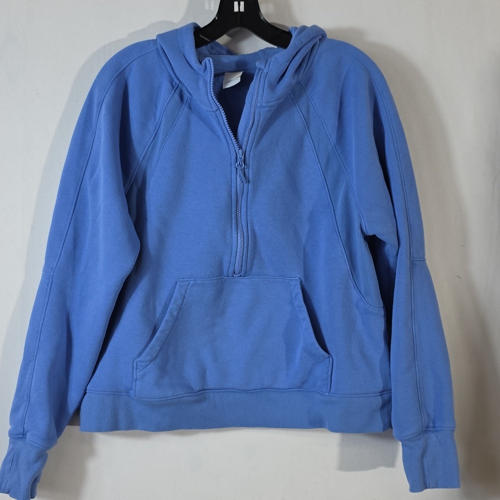 Lole cotton blend fleece zip up front patch pocket hoodie